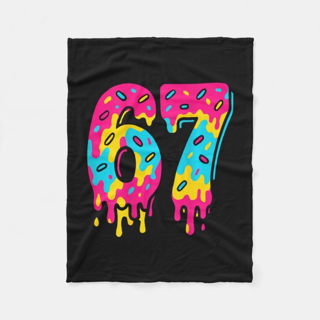 Six Seven Ice Cream Drip 67 Meme Gen Alpha Slang ( Fleece Blanket (Front)