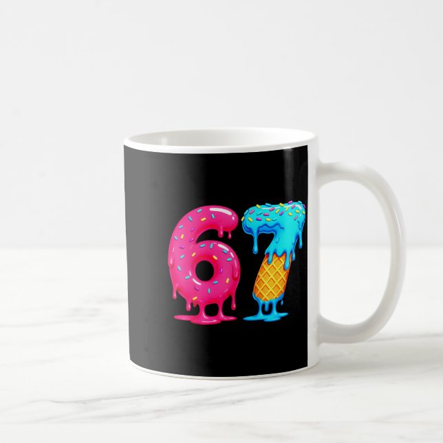 Six Seven Ice Cream Drip Cool Meme 67 Funny Number Coffee Mug (Right)