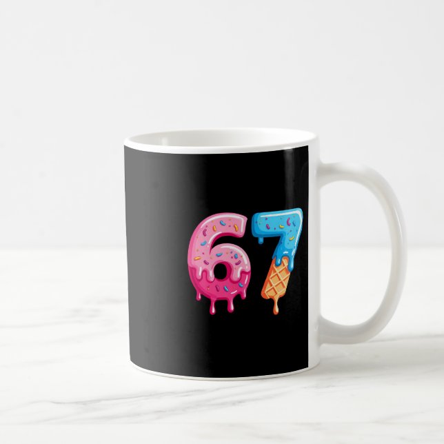 Six Seven Ice Cream Drip Cool Meme 67 Funny Number Coffee Mug (Right)