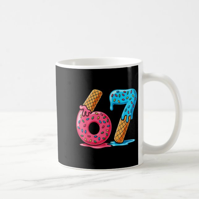 Six Seven Ice Cream Drip Cool Meme 67 Funny Number Coffee Mug (Right)