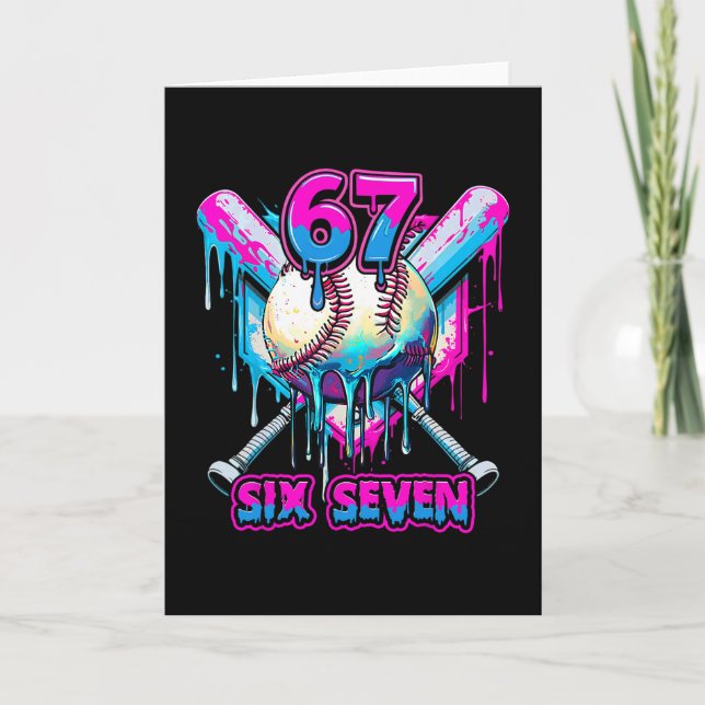 Six Seven Ice Cream Drip Gen Alpha Slang 6 7 Trend Card (Front)