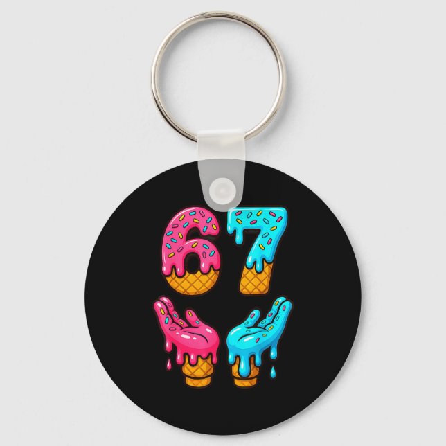 Six Seven Ice Cream Drip Meme 67 Funny Gen Alpha S Keychain (Front)