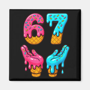Six Seven Ice Cream Drip Meme 67 Funny Gen Alpha S Magnet