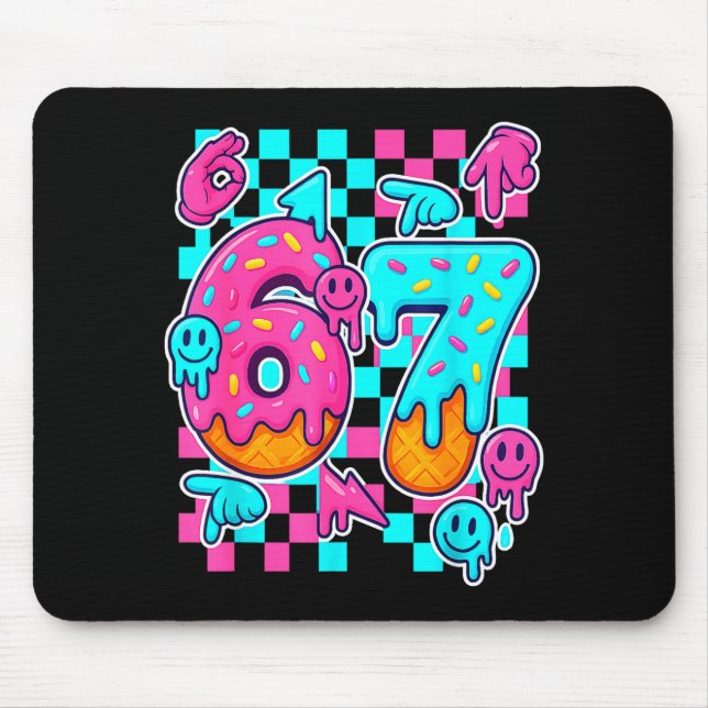 Six Seven Ice Cream Drip Meme 67 Funny Gen Alpha S Mouse Pad (Front)