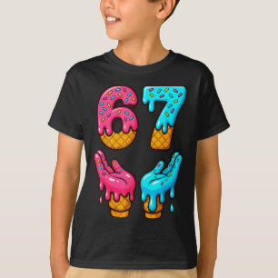 Six Seven Ice Cream Drip Meme 67 Funny Gen Alpha S T-Shirt