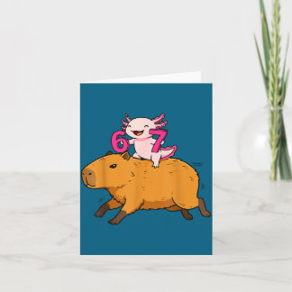 Six Seven Kawaii Axolotl Capybara Illustration Card