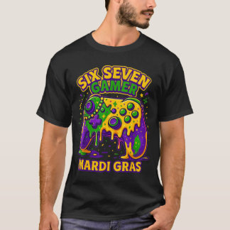 Six Seven Mardi Gras Gamer Controller Beads 67 Mar T-Shirt