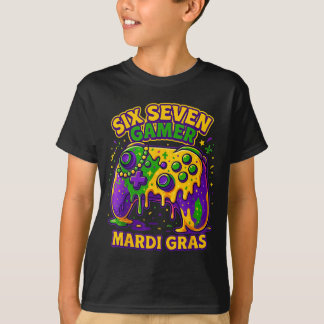 Six Seven Mardi Gras Gamer Controller Beads 67 Mar T-Shirt