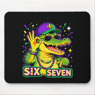 Six Seven Mardi Gras Gator Funny 67 Meme Quote _1 Mouse Pad