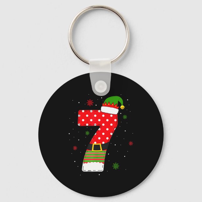 Six Seven Matching 67 Christmas Elf Hat Meme Gen A Keychain (Front)