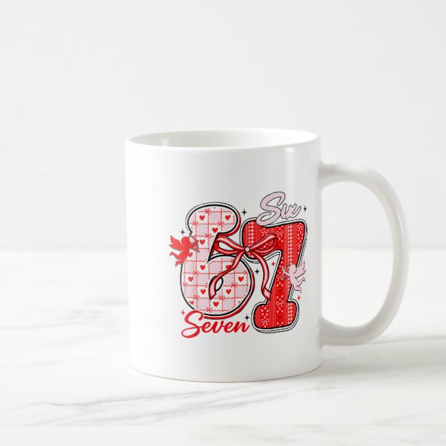 Six Seven Meme 67 Coquette Bow Valentines Women Gi Coffee Mug (Right)