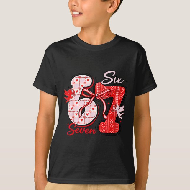 Six Seven Meme 67 Coquette Bow Valentines Women Gi T-Shirt (Front)