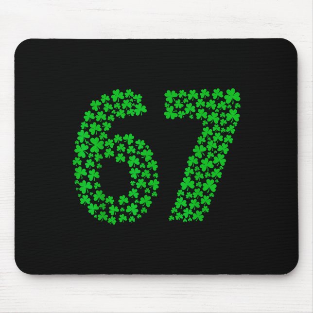 Six Seven Meme 67 St Patrick's Day Shamrocks Men W Mouse Pad (Front)
