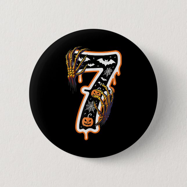 Six Seven Meme 6 7 67 Halloween Thanksgiving Coupl Button (Front)