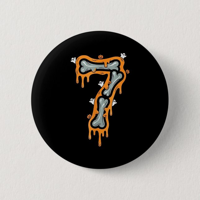 Six Seven Meme 6 7 Skeleton Halloween Costume Coup Button (Front)