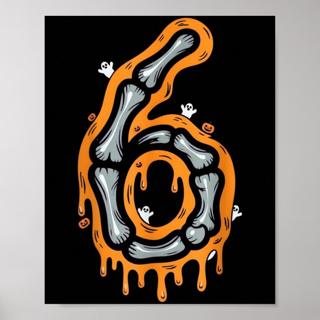 Six Seven Meme 6 7 Skeleton Halloween Costume Coup Poster (Front)