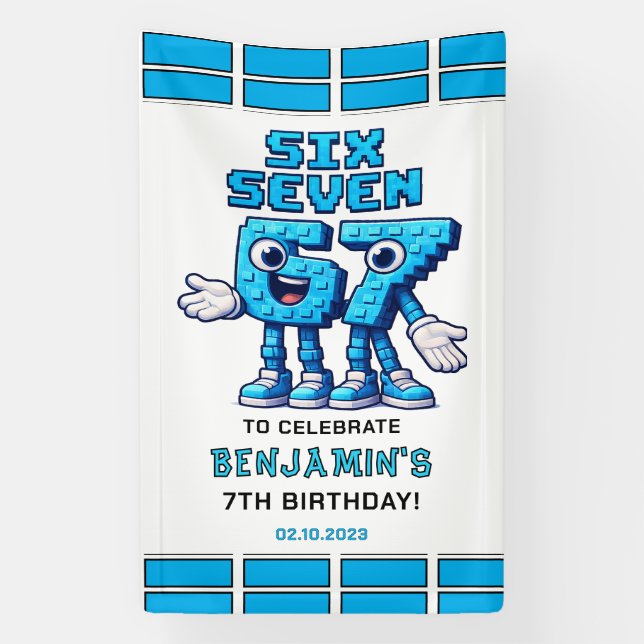 Six Seven Meme 7th Birthday | Funny Trendy Banner (Vertical)