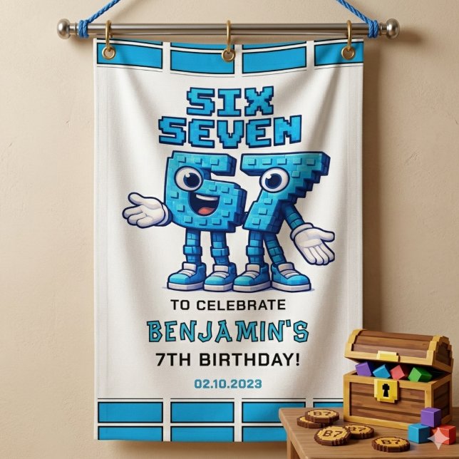 Six Seven Meme 7th Birthday | Funny Trendy Banner (Six Seven Meme 7th Birthday | Funny Trendy banner)