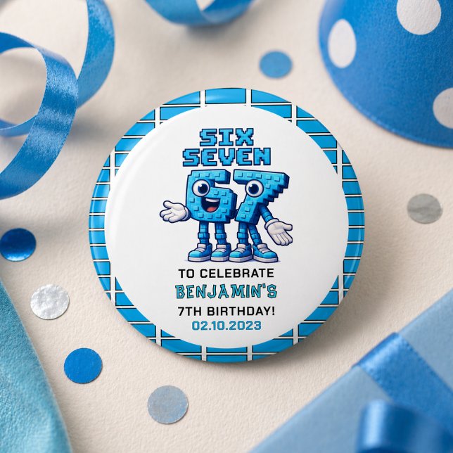 Six Seven Meme 7th Birthday | Funny Trendy Button (Six Seven Meme 7th Birthday | Funny Trendy button)