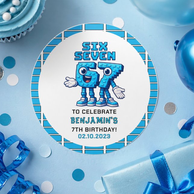 Six Seven Meme 7th Birthday | Funny Trendy Classic Round Sticker (Six Seven Meme 7th Birthday | Funny Trendy Classic Round Sticker
)