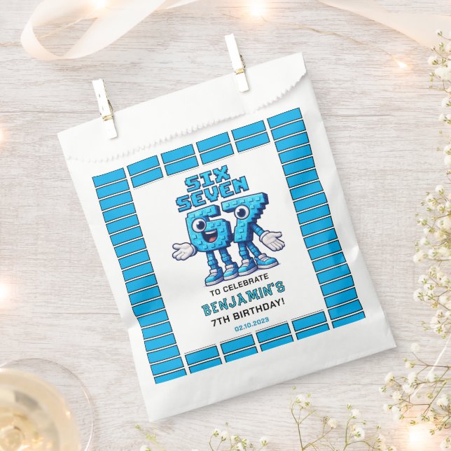 Six Seven Meme 7th Birthday | Funny Trendy Favor Bag (Clipped)