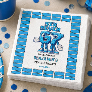 Six Seven Meme 7th Birthday Funny Trendy Napkins