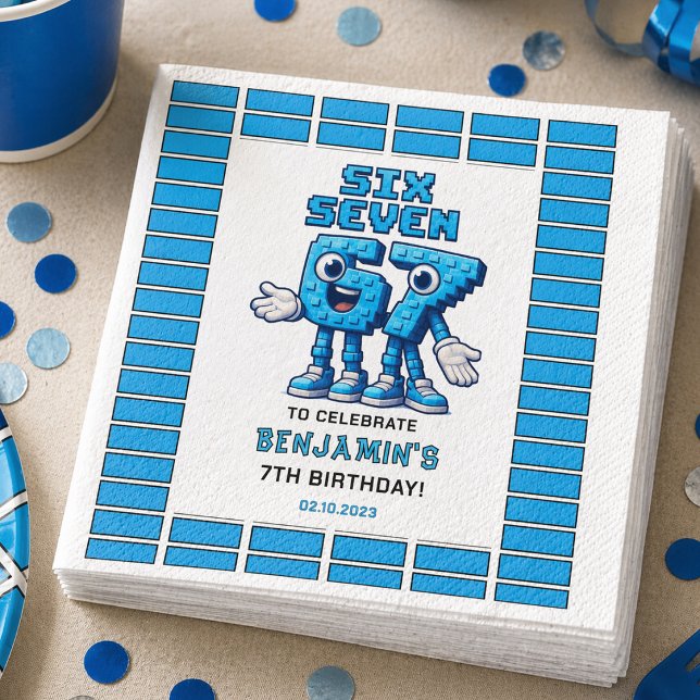 Six Seven Meme 7th Birthday | Funny Trendy Napkins (Six Seven Meme 7th Birthday | Funny Trendy Paper npkins)