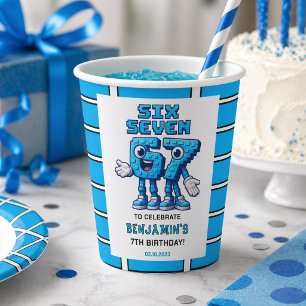 Six Seven Meme 7th Birthday   Funny Trendy Paper Cups