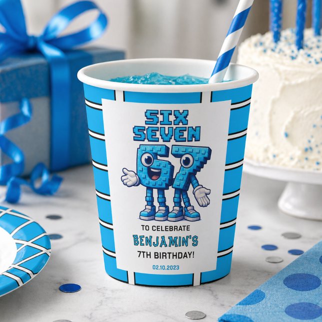 Six Seven Meme 7th Birthday | Funny Trendy Paper Cups (Six Seven Meme 7th Birthday | Funny Trendy Paper cups)