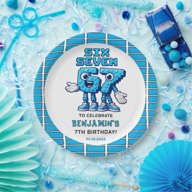 Six Seven Meme 7th Birthday | Funny Trendy Paper Plates (Party)