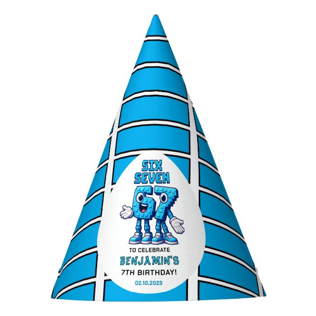 Six Seven Meme 7th Birthday | Funny Trendy Party Hat (Front)