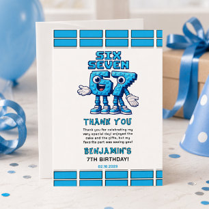 Six Seven Meme 7th Birthday   Funny Trendy Thank You Card