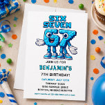 Six Seven Meme 7th Birthday Party | Funny Trendy  Invitation<br><div class="desc">Make turning seven extra fun with this viral Six Seven meme 7th birthday invitation! 🎉 Perfect for kids who love trendy jokes and playful party vibes, this modern invite is bright, bold, and totally meme-worthy. Easily personalize with your child’s name, age, party details, and colors. Great for boys or girls,...</div>