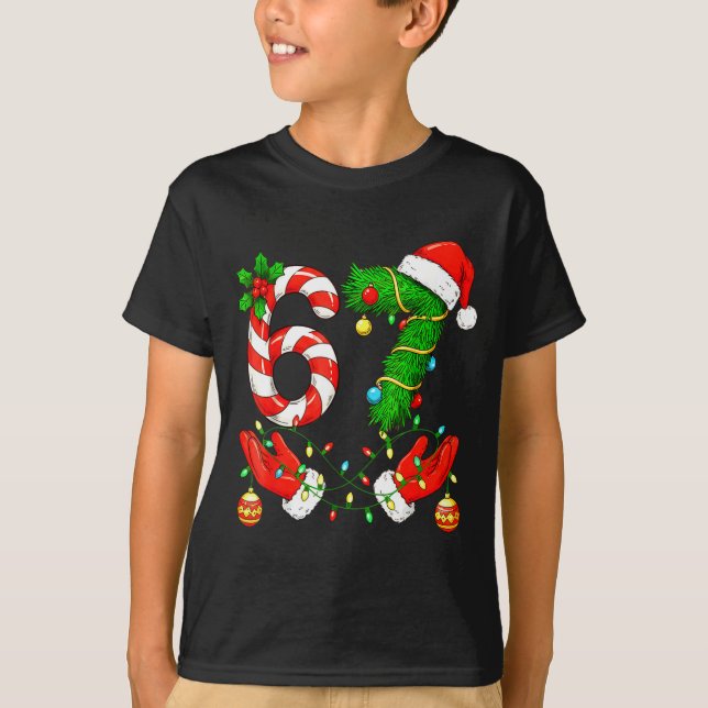 Six Seven Meme Christmas 67 Santa Funny Christmas  T-Shirt (Front)