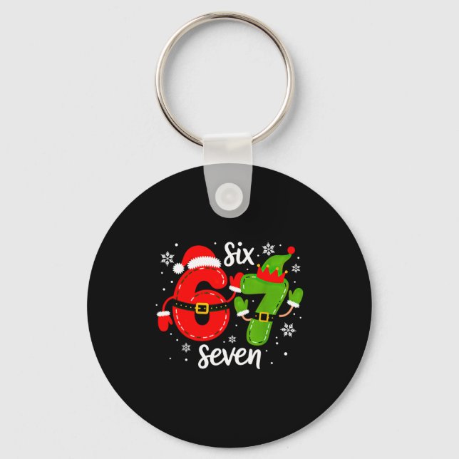 Six Seven Meme Christmas 67 Xmas  Keychain (Front)