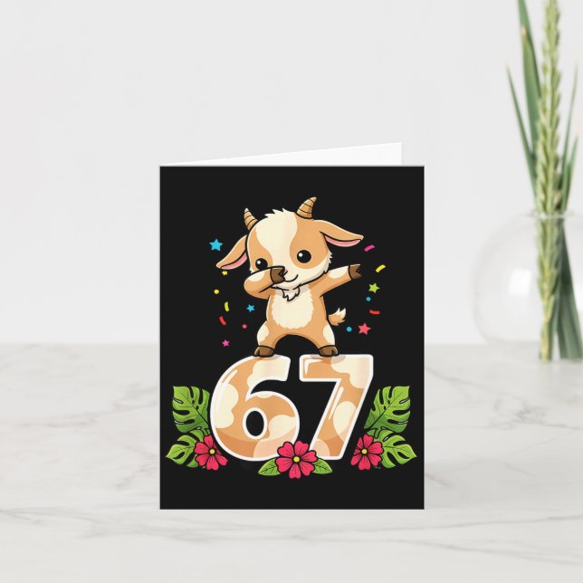 Six Seven Meme Dabbing Baby Goat 67 Funny Gen Z Ap Card (Front)