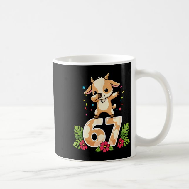Six Seven Meme Dabbing Baby Goat 67 Funny Gen Z Ap Coffee Mug (Right)