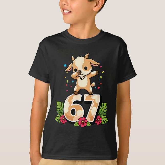 Six Seven Meme Dabbing Baby Goat 67 Funny Gen Z Ap T-Shirt (Front)
