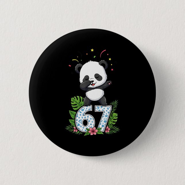 Six Seven Meme Dabbing Baby Panda 67 Funny Gen Z A Button (Front)