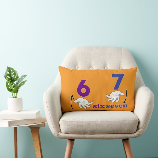 six seven meme funny cool hands lumbar pillow (Chair)