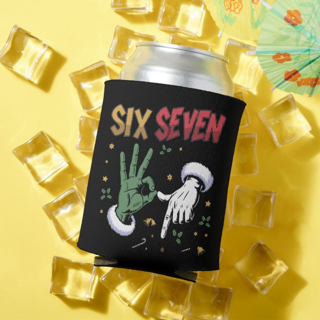 Six Seven Meme Funny Mean Guy Christmas Viral 6 7  Can Cooler (In Situ Summer)