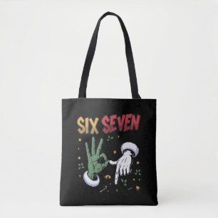 Six Seven Meme Funny Mean Guy Christmas Viral 6 7 Tote Bag