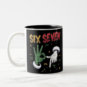Six Seven Meme Funny Mean Guy Christmas Viral 6 7 Two-Tone Coffee Mug
