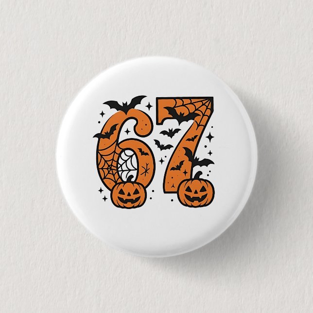  Six Seven Meme Halloween 67 Mason Spooky  Button (Front)