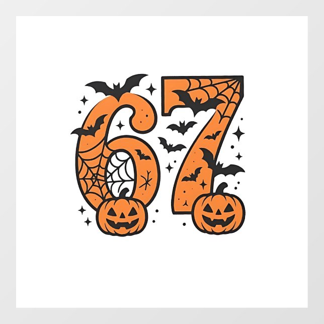  Six Seven Meme Halloween 67 Mason Spooky  Window Cling (Sheet)
