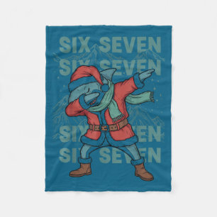 Six Seven Meme Shark Dab Se Dabbing Funny Xmas 67 Fleece Blanket