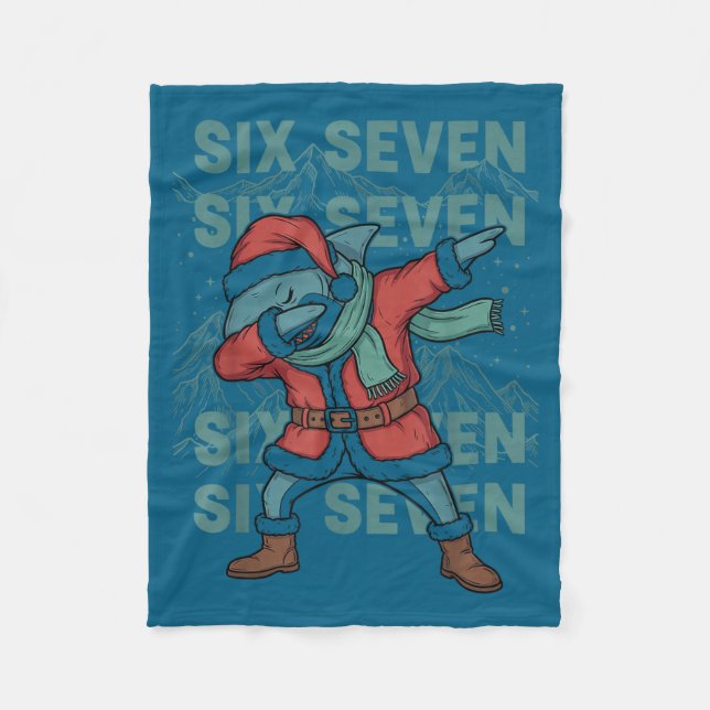 Six Seven Meme Shark Dab Se Dabbing Funny Xmas 67  Fleece Blanket (Front)