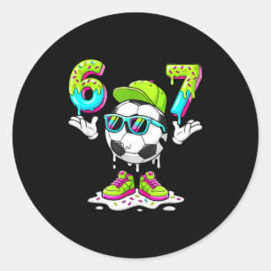 Six Seven Meme Soccer Ice Cream Drip 67 For Kids B Classic Round Sticker