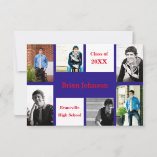 Six/Seven Photos Blue/Red - 3x5 Grad Announcement