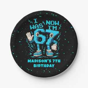 Six Seven Pixel Meme Birthday Paper Plate